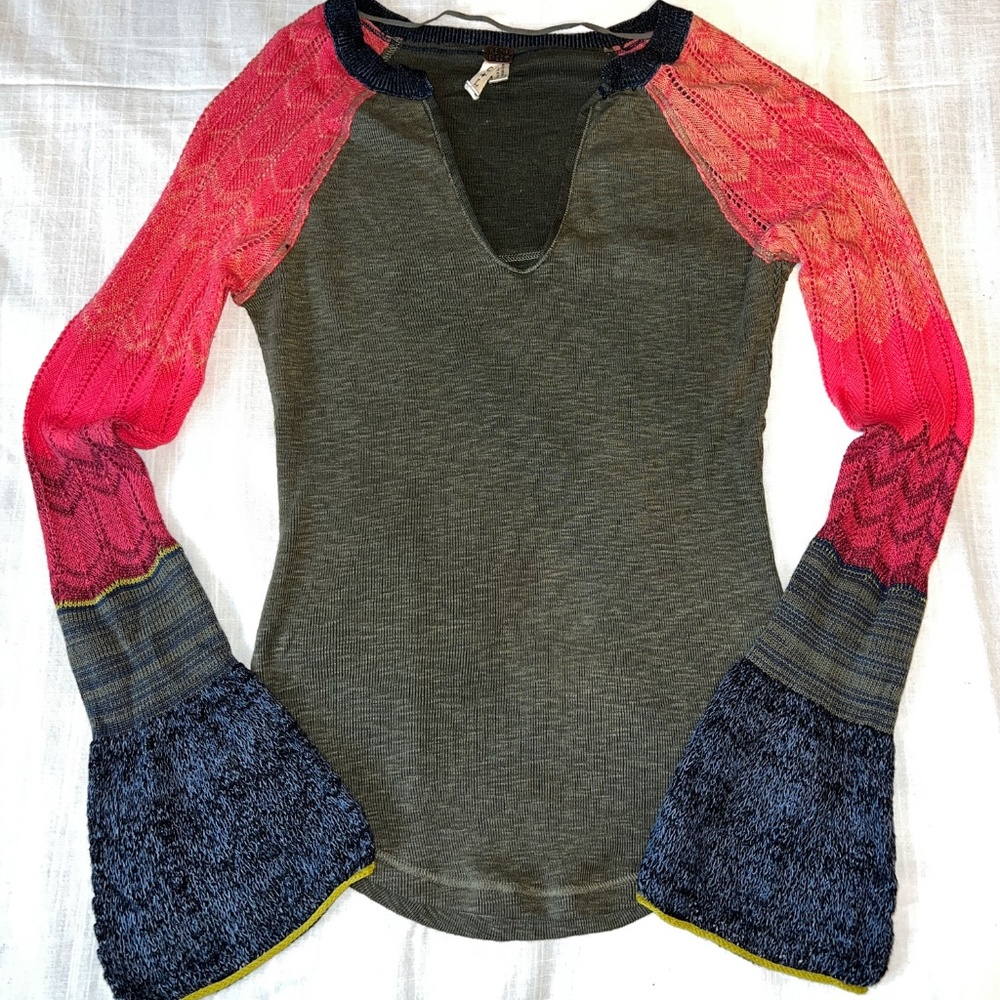 Free People Long Sleeve Knit with Layered Sleeves